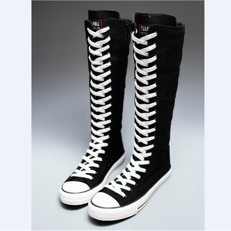 Knee High Boots Women - 2025 여성용 새로운 하이탑 캔버스 슈즈