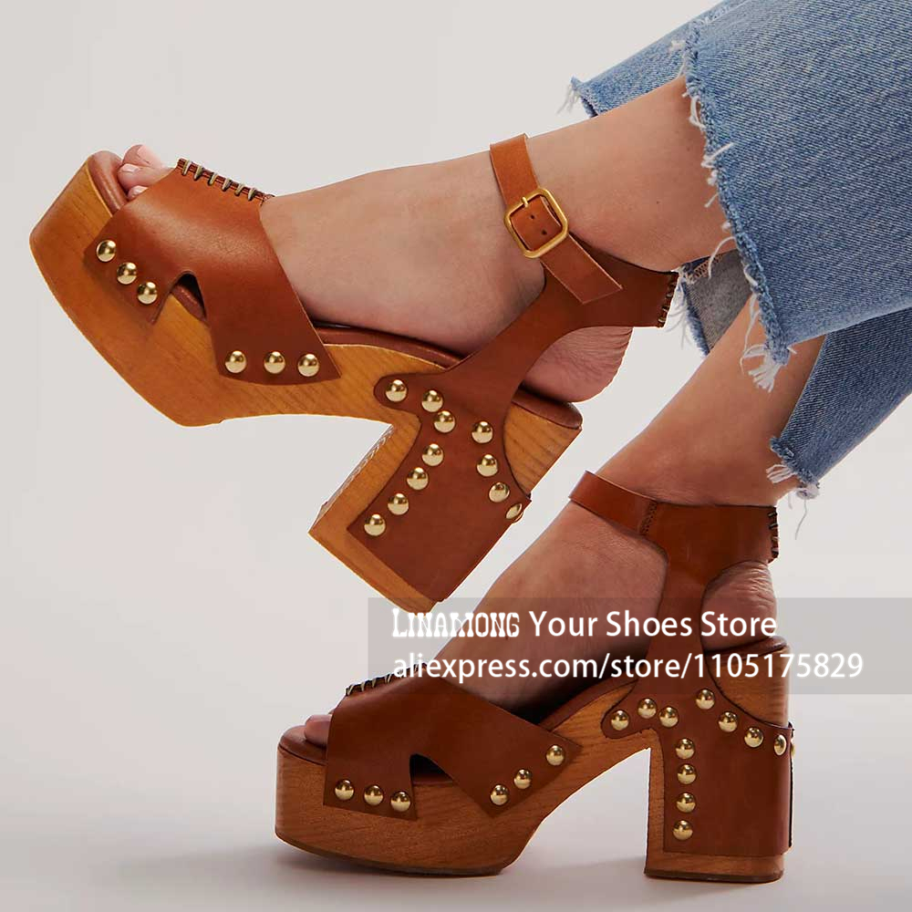 Women'S Shoes Clogs - 청키 힐 플랫폼 클로그 샌들, 스터드