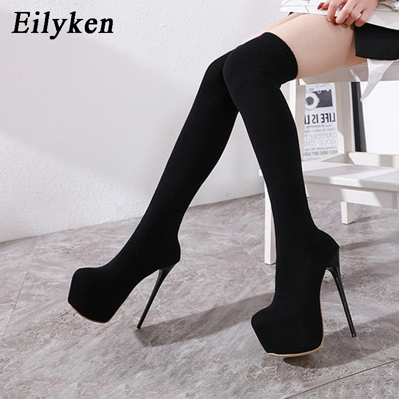 Sock Boot Women - Eilyken 여성용 플랫폼 스트레치 원단, 무릎