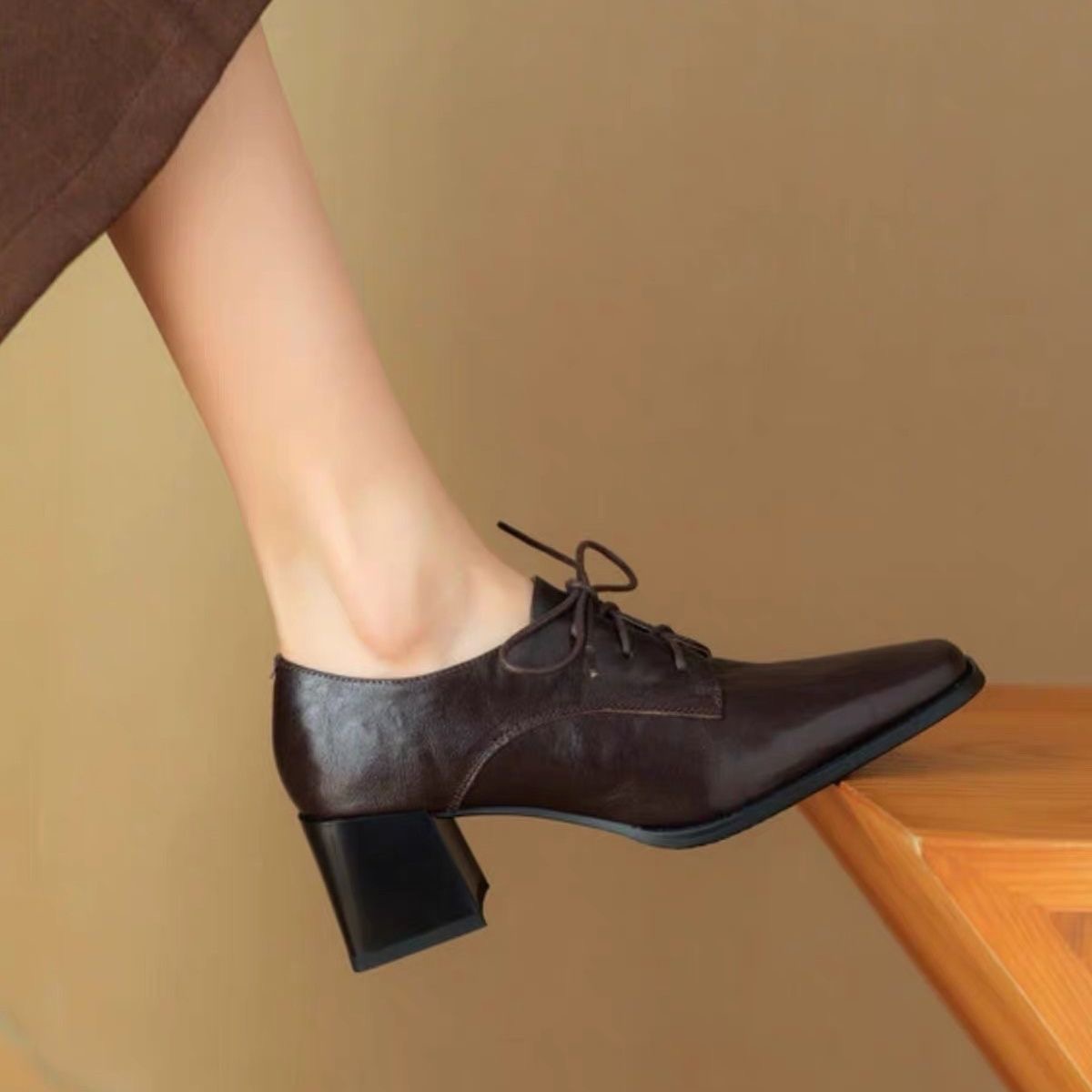 여성용 사각 앞코 레이스업 옥스퍼드 슈즈, 천연 가죽  - Oxford Lace Up Women 리뷰 및 가격