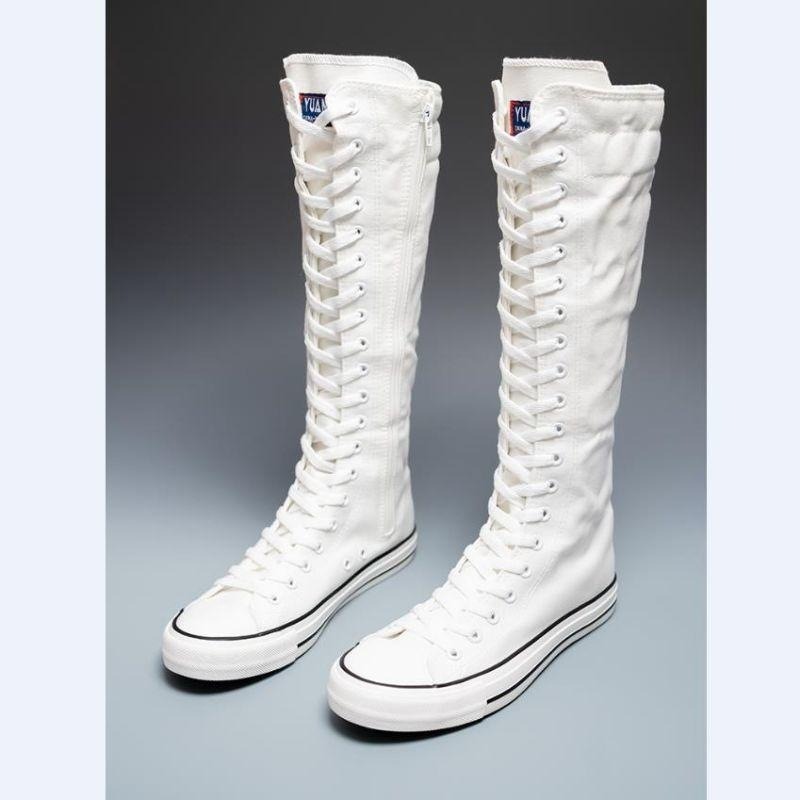 2025 여성용 새로운 하이탑 캔버스 슈즈 한국판 롱  - Knee High Boots Women 리뷰 및 가격