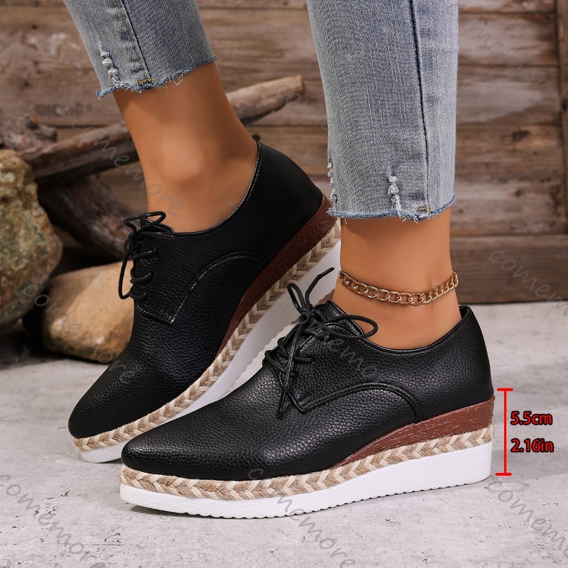 가죽 레이스업 여성 웨지 옥스퍼드 슈즈 플랫폼 힐 캐주 - Oxford Lace Up Women 리뷰 및 가격