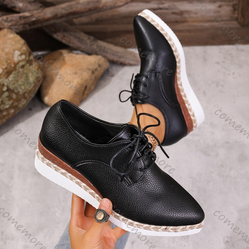 가죽 레이스업 여성 웨지 옥스퍼드 슈즈 플랫폼 힐 캐주 - Oxford Lace Up Women 리뷰 및 가격