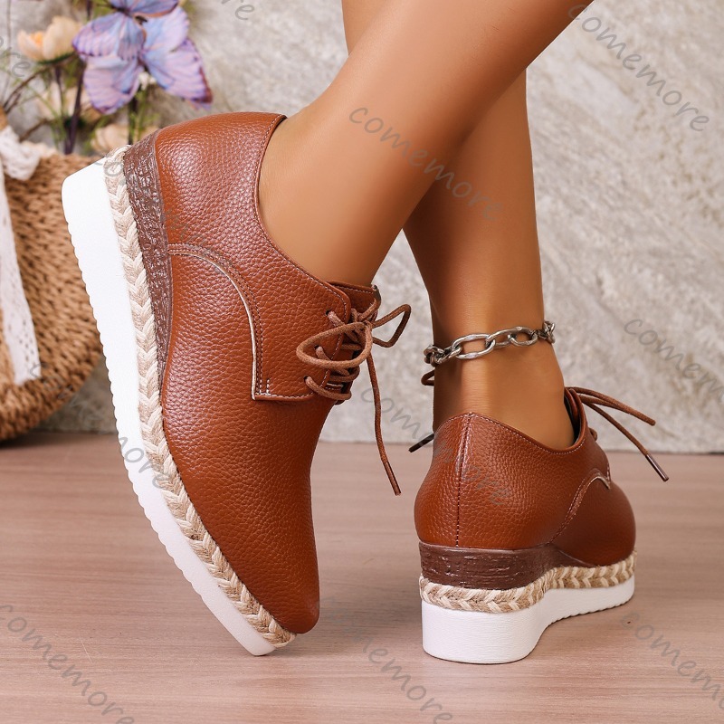가죽 레이스업 여성 웨지 옥스퍼드 슈즈 플랫폼 힐 캐주 - Oxford Lace Up Women 리뷰 및 가격