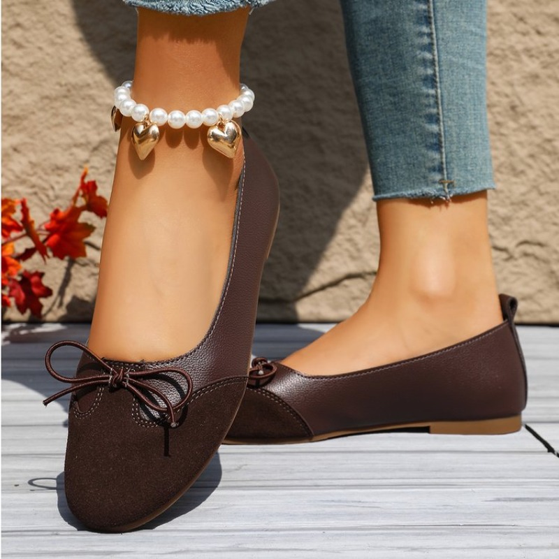 여성용 슬립온 플랫 슈즈, 단색 봄 가을 작업화, 리본 - Women'S Shoes Clogs 리뷰 및 가격