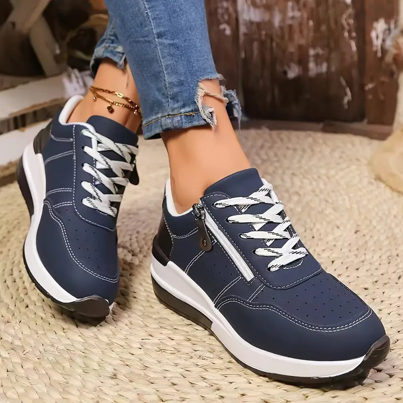 여성용 사이드 지퍼 플랫폼 스니커즈 레이스업 인조 가죽 - Oxford Lace Up Women 리뷰 및 가격