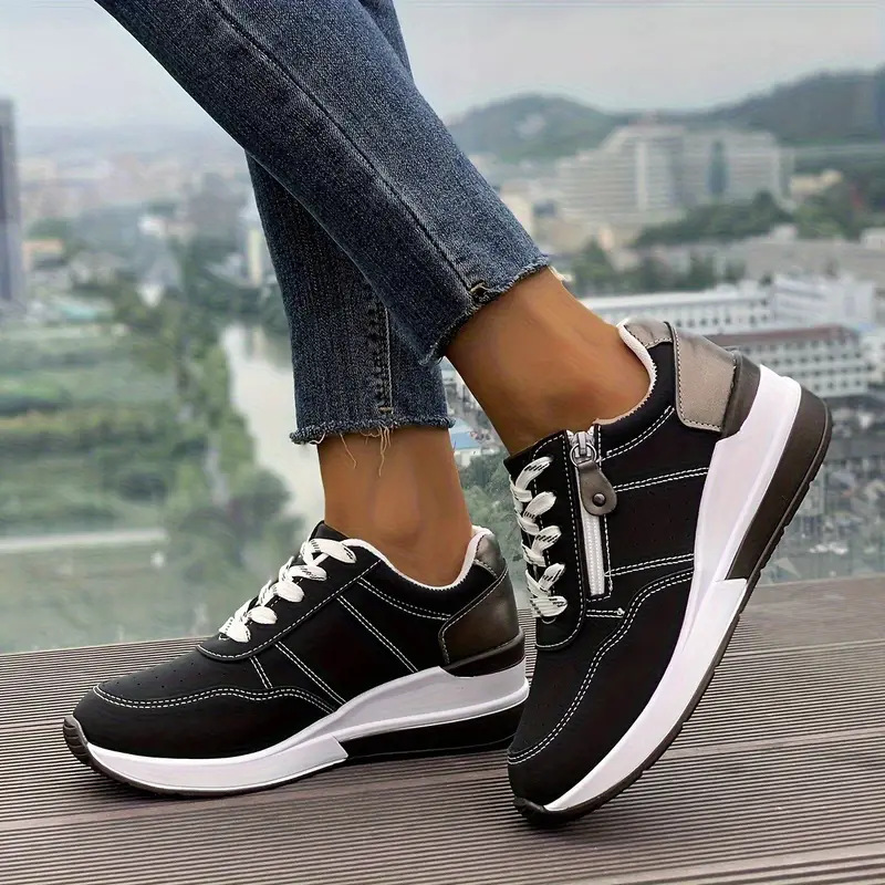 여성용 사이드 지퍼 플랫폼 스니커즈 레이스업 인조 가죽 - Oxford Lace Up Women 리뷰 및 가격