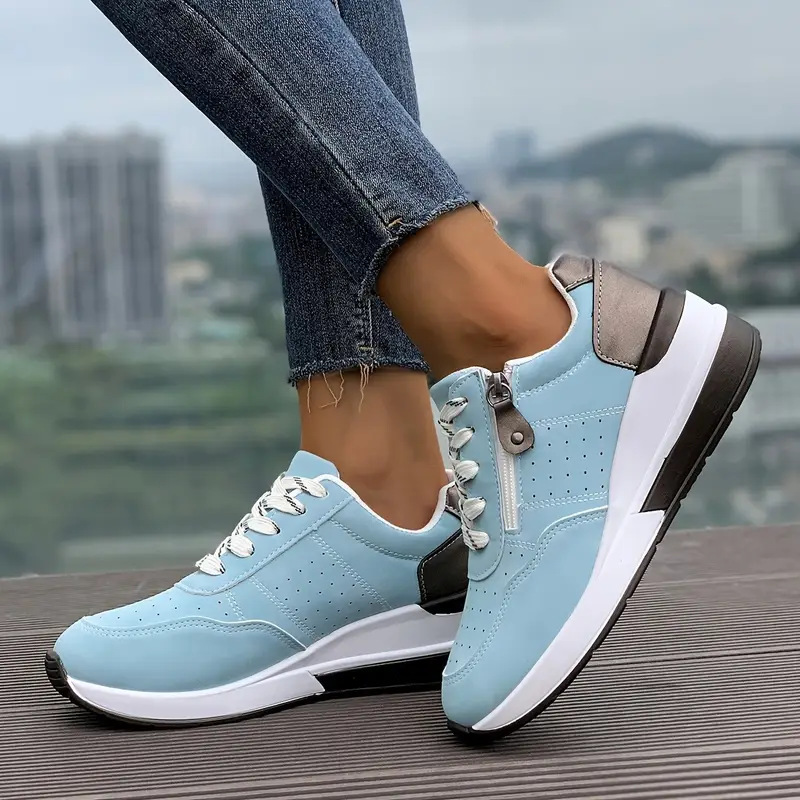 여성용 사이드 지퍼 플랫폼 스니커즈 레이스업 인조 가죽 - Oxford Lace Up Women 리뷰 및 가격