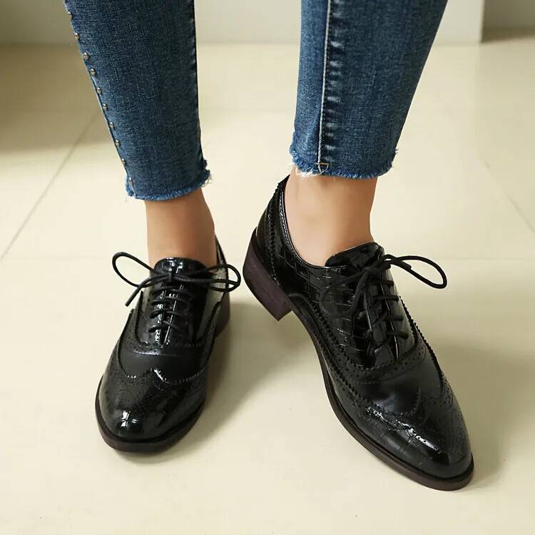 레이스업 로우힐 여성 싱글 슈즈 여성 라운드 토 브리티 - Oxford Lace Up Women 리뷰 및 가격