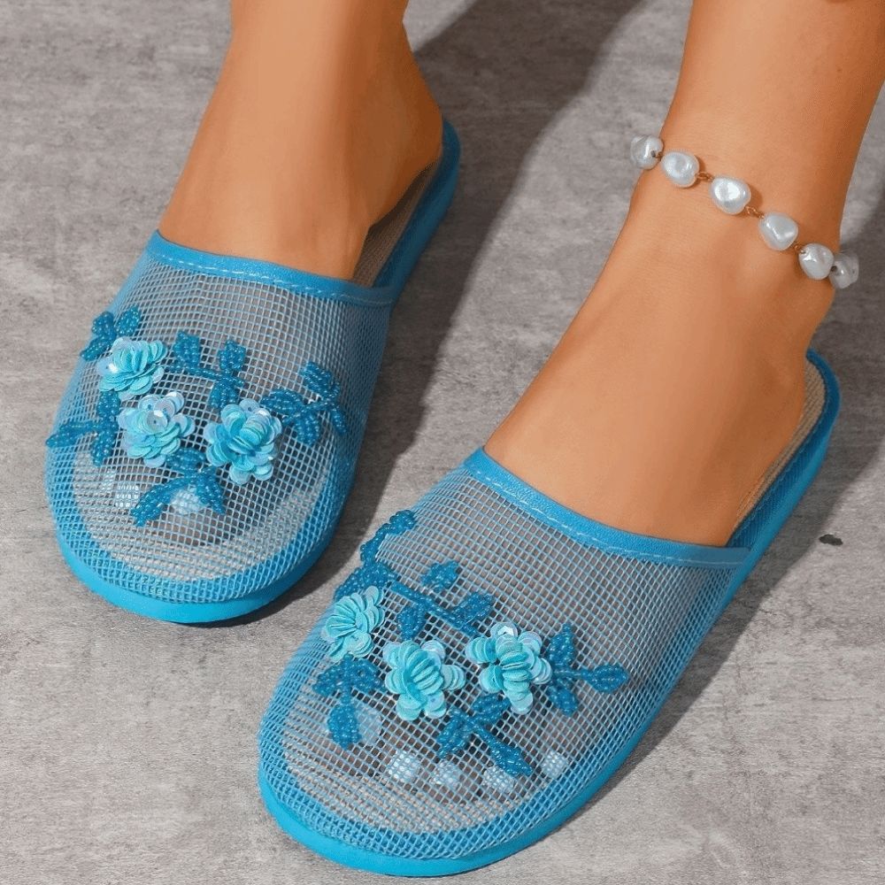 캐주얼 플라워 자수 메쉬 샌들 부드러운 밑창 통기성 슬 - Mule Slip On 리뷰 및 가격
