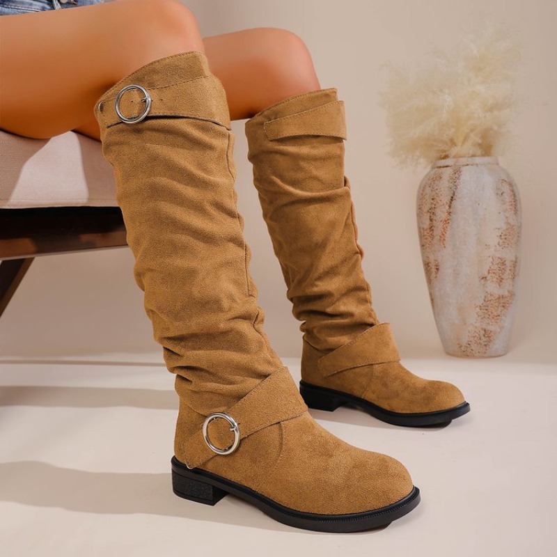 빈티지 웨스턴 스타일 니하이 부츠, 편안한 낮은 굽,  - Knee High Boots Women 리뷰 및 가격