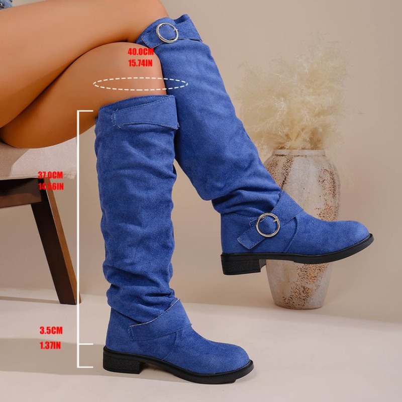빈티지 웨스턴 스타일 니하이 부츠, 편안한 낮은 굽,  - Knee High Boots Women 리뷰 및 가격