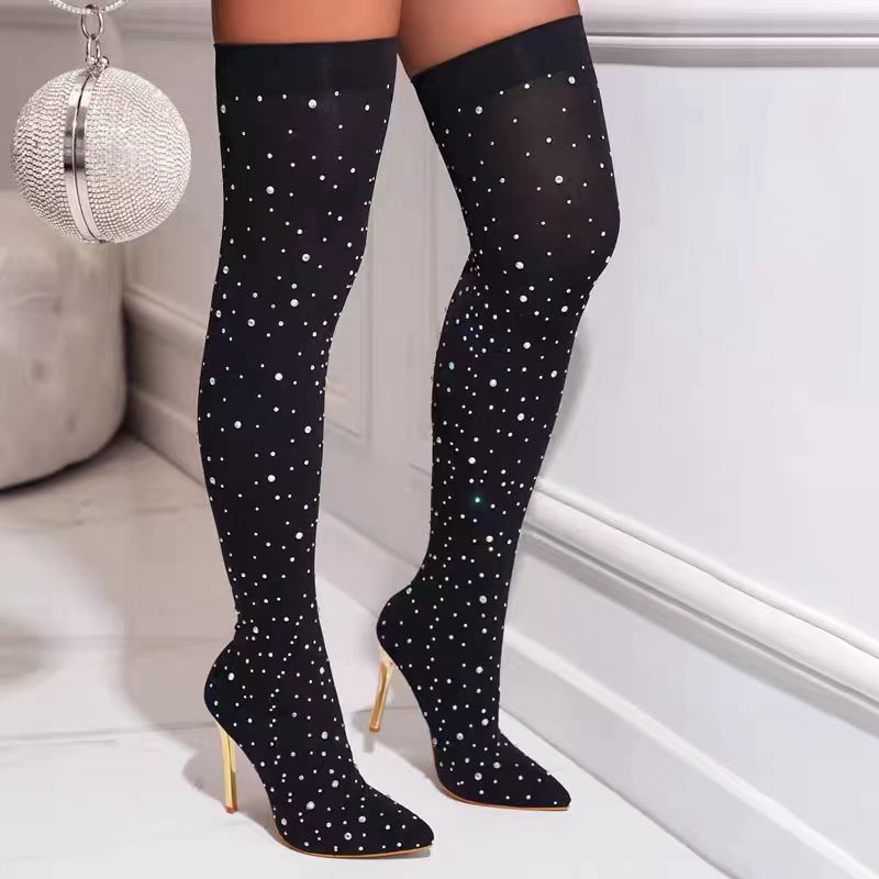 라인스톤 슬림 레그 스트레치 삭스 부츠 여성 2025  - Sock Boot Women 리뷰 및 가격