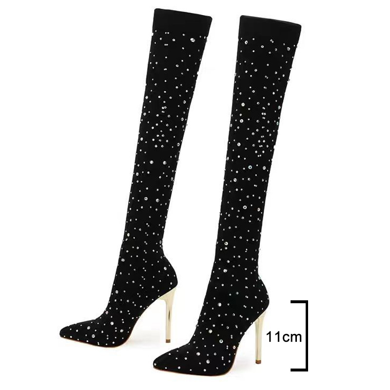 라인스톤 슬림 레그 스트레치 삭스 부츠 여성 2025  - Sock Boot Women 리뷰 및 가격