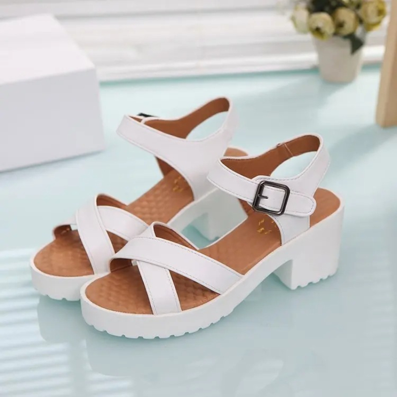 여성용 대형 사이즈 발목 버클 하이힐 샌들 플랫폼 두꺼 - Women'S Shoes Quality 리뷰 및 가격