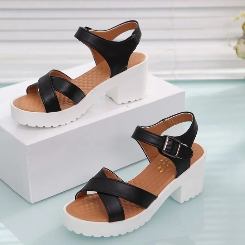 여성용 대형 사이즈 발목 버클 하이힐 샌들 플랫폼 두꺼 - Women'S Shoes Quality 리뷰 및 가격