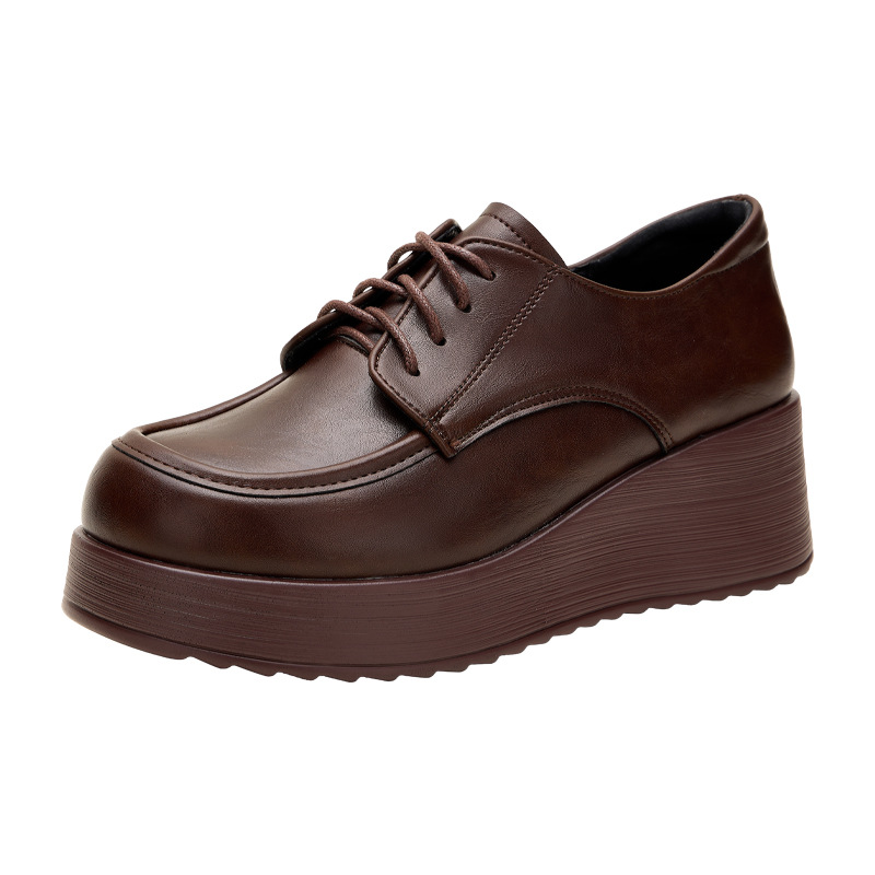 6cm 편안한 딥 마우스 소프트 가죽 슈즈 플랫폼 펌프 - Oxford Lace Up Women 리뷰 및 가격
