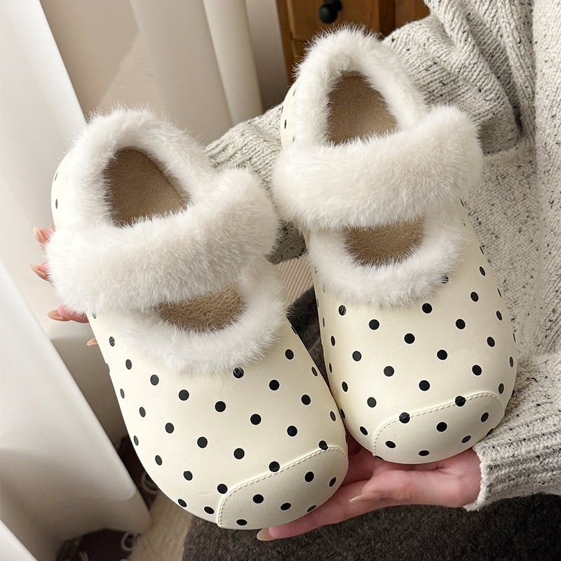 사랑스러운 검은색 물방울무늬 털 안감 클로그, 여성용  - Women'S Shoes Clogs 리뷰 및 가격