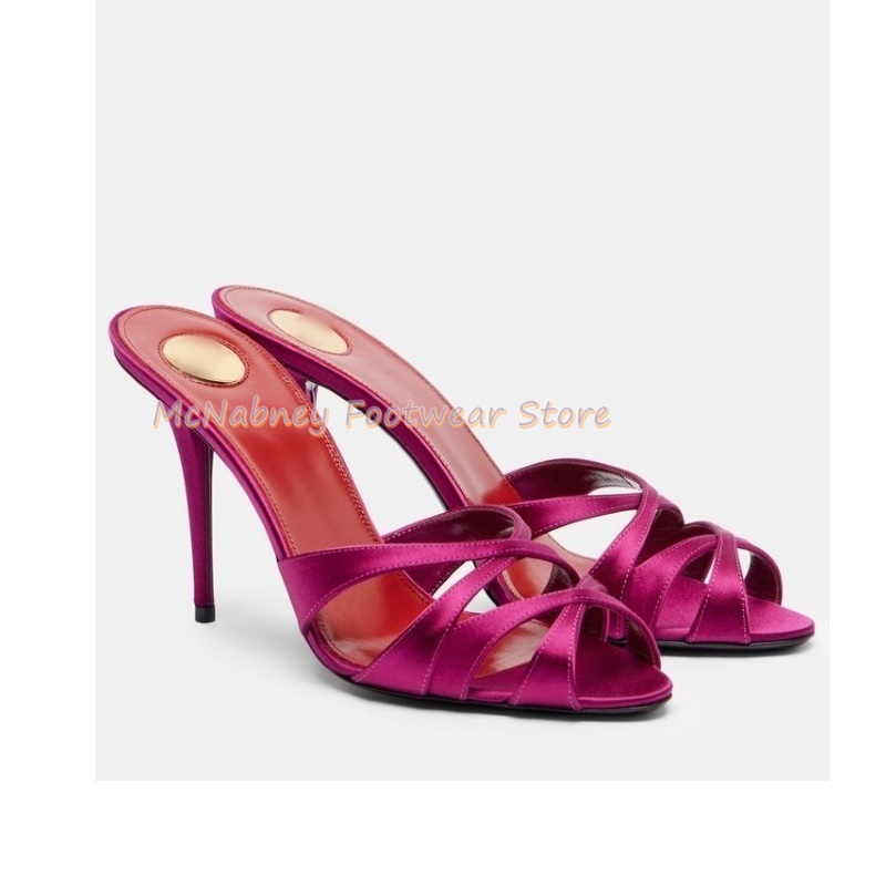 뾰족한 스틸레토 새틴 원단 크로스 밴드 로마 스타일 여 - Women'S Shoes Clogs 리뷰 및 가격