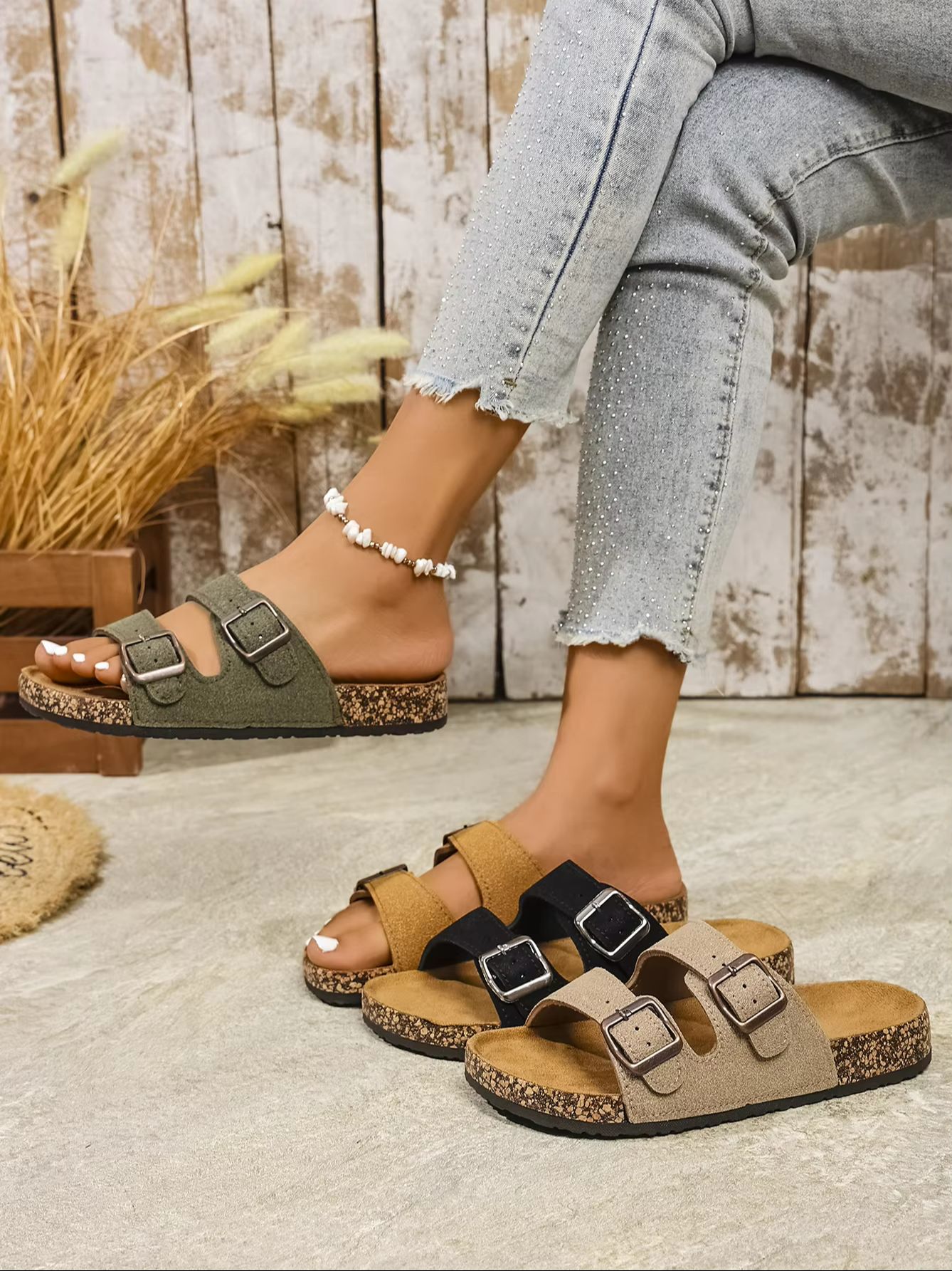 여성용 사계절용 캐주얼 스타일의 심플한 단색 PU 소재 - Mule Slip On 리뷰 및 가격